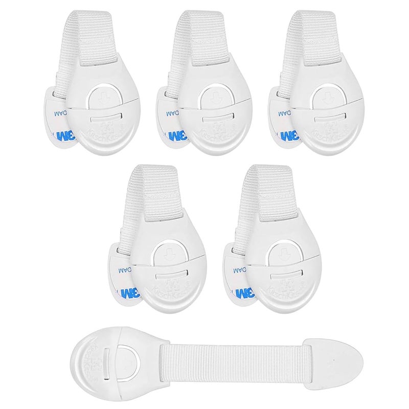 KitschKitsch Baby Safety Plastic Drawer Locks White Pack of 6 (Gen 3) Tariff Pack - Image 1