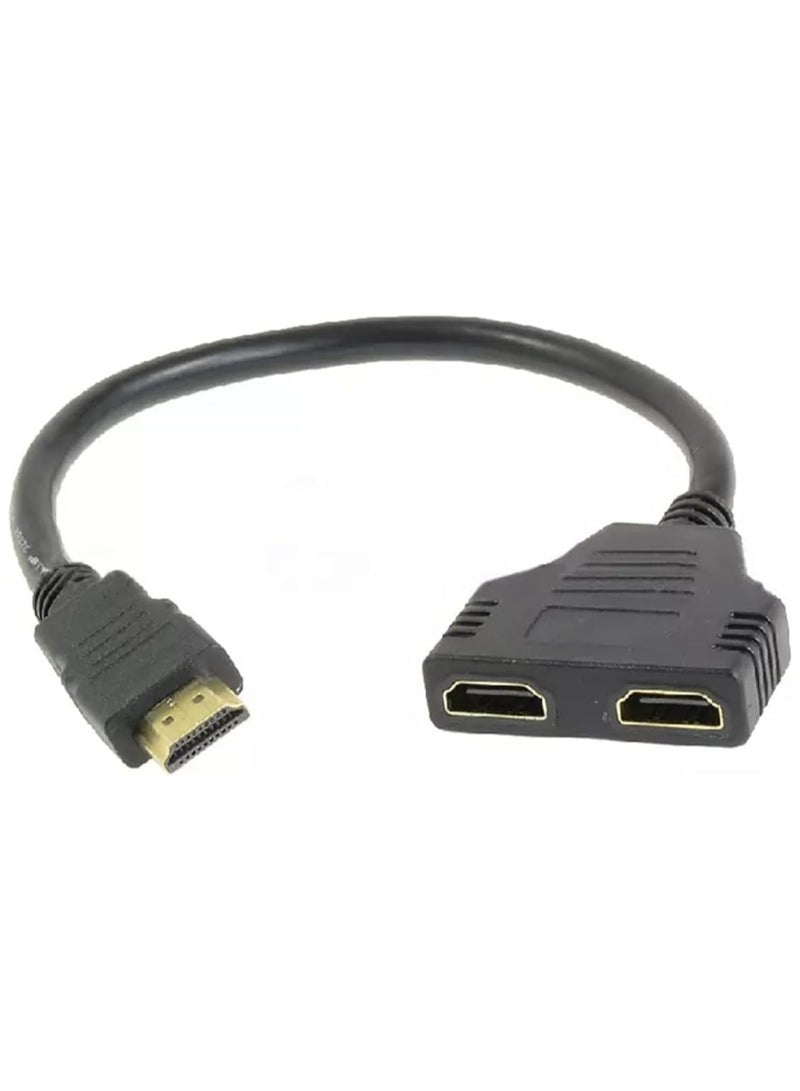 HDMI Splitter Cable, 1 Male to 2 Female, Y Adapter, 30cm, Compatible with HD LED and LCD TVs - Image 1