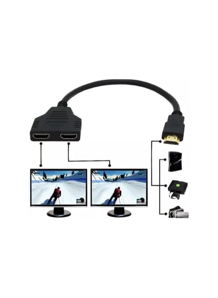 HDMI Splitter Cable, 1 Male to 2 Female, Y Adapter, 30cm, Compatible with HD LED and LCD TVs - Image 3
