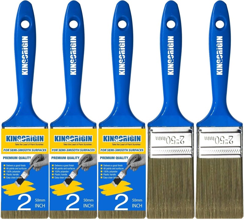 KingOrigin King Origin Versatile Paint Brush Set, 5 Pack, 2 Inch Paint Brushes, Small Paint Brushes for Walls, Furniture, Crafts - Detailed Painting & Larger Surface Coverage - Image 1