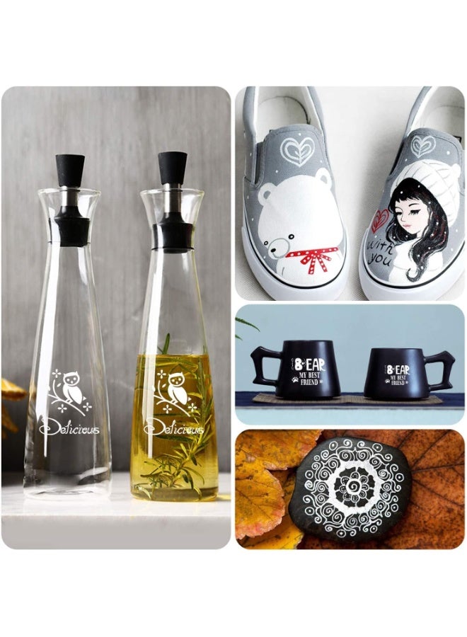 أقلام طلاء أزوني سوداء، أقلام طلاء أكريليك سوداء وبيضاء، عبوة من 8 أقلام تحديد فنية فائقة الدقة 0.7 مم ومقاومة للماء للرسم على الصخور والسيراميك والزجاج والقماش والأكواب والمعادن والخشب ولوازم اصنعها بنفسك، قلم تحديد أكريليك أسود - Image 4