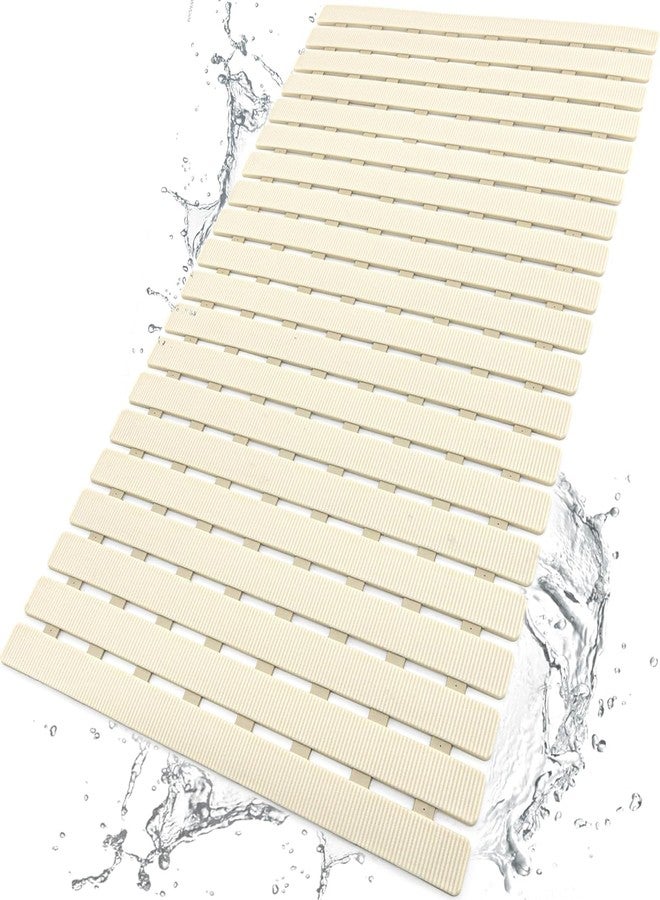 Home-Cloud Homecloud Shower Mat Bathtub Mat Non Slip, Bath Mat for Shower, with Suction Cups Drainage Holes, Foot Massage Exfoliating (Beige) - Image 1