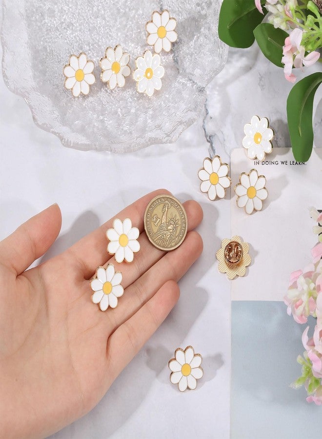 beinkmake 16Pcs White Daisy Award Lapel Pin Flower Enamel Brooch Modesty Jewelry Pins for Women Nurses Faculty Suit Collar Tie Dress Bags Hats Jackets 0.79inch - Image 3
