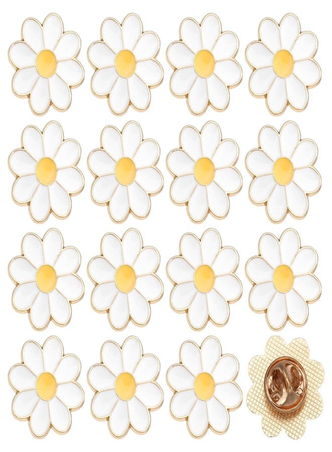 beinkmake 16Pcs White Daisy Award Lapel Pin Flower Enamel Brooch Modesty Jewelry Pins for Women Nurses Faculty Suit Collar Tie Dress Bags Hats Jackets 0.79inch - Image 1
