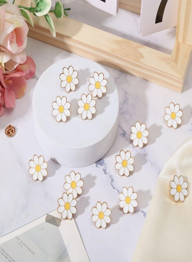 beinkmake 16Pcs White Daisy Award Lapel Pin Flower Enamel Brooch Modesty Jewelry Pins for Women Nurses Faculty Suit Collar Tie Dress Bags Hats Jackets 0.79inch - Image 5