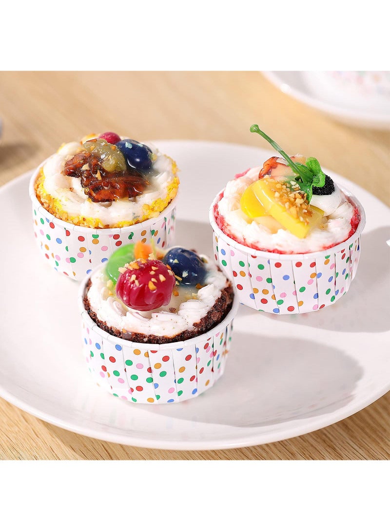 Sweet seven 100 قطعة أكواب آيس كريم سونداي ورقية بنقاط مختلطة - أطباق حلوى قابلة للتصرف للسندات، الزبادي المجمد، والحساء - أكواب حلوى لوازم الحفلات - Image 2