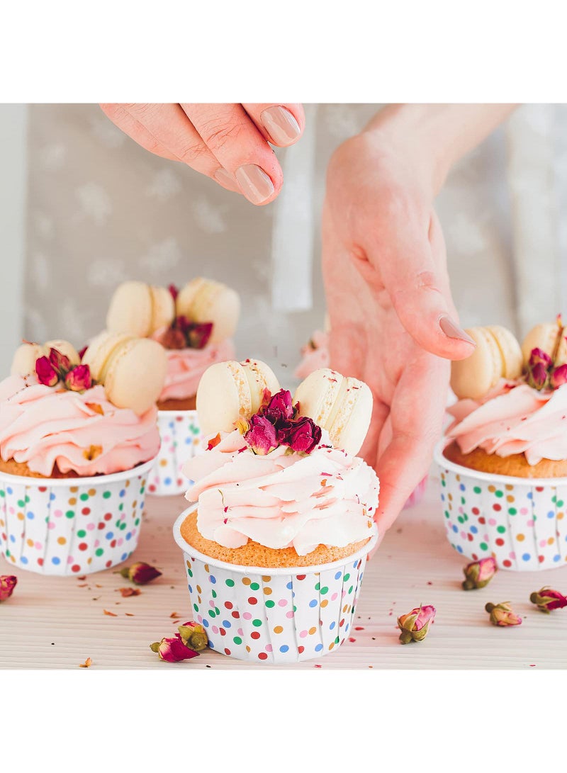 Sweet seven 100 قطعة أكواب آيس كريم سونداي ورقية بنقاط مختلطة - أطباق حلوى قابلة للتصرف للسندات، الزبادي المجمد، والحساء - أكواب حلوى لوازم الحفلات - Image 3