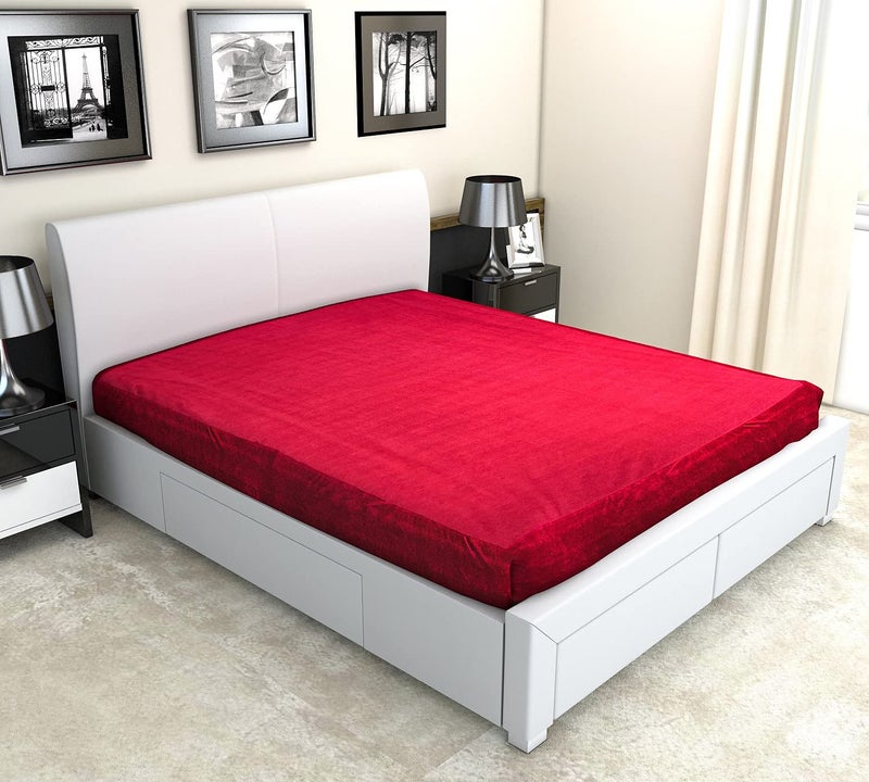 Nendle Water Proof Elastic Fitted TPU Laminated Terry Cotton Mattress Protector Cover Queen Size 78x60 Inches| 6.5x5 Feet (Maroon, Fits Upto Mattress of Thickness 12 Inches) - Image 1