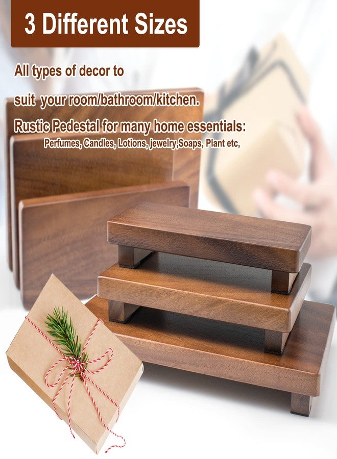 kulusion Decorative Wood Riser for Display, Walnut Wood Pedestal Stand Modern Farmhouse Decor, The Perfect Display Wood Tray for Bathroom Home Kitchen Sink Holder (Small, 9 x 3.9 x1.57Inch) - Image 5