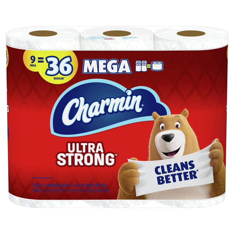 Charmin Ultra Strong Toilet Paper 9 Mega Rolls 36 Regular Rolls Packaging May Vary