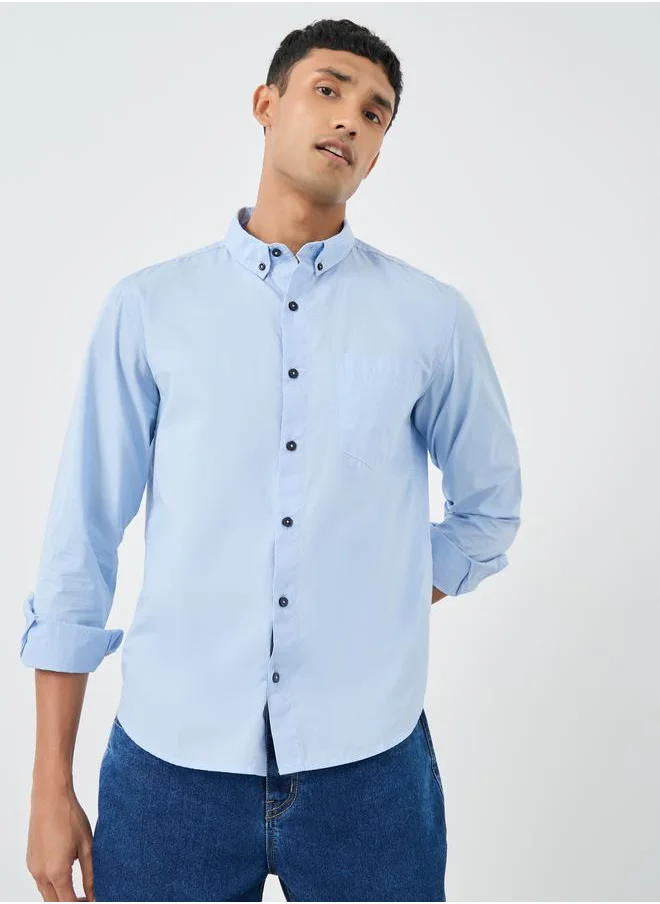 Styli Styli Solid Button Down Regular Fit Poplin Shirt