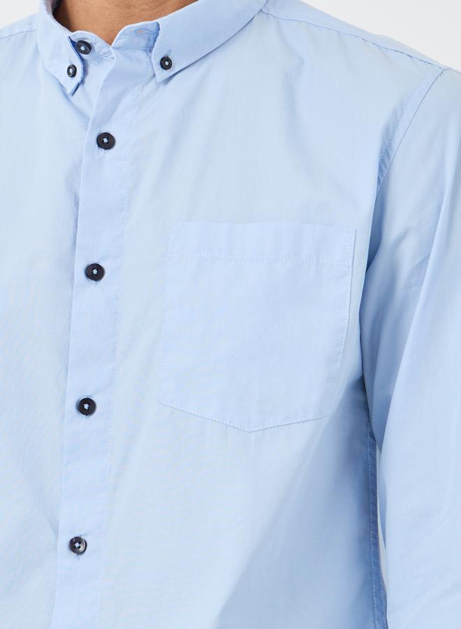 Styli Styli Solid Button Down Regular Fit Poplin Shirt  - Image 3
