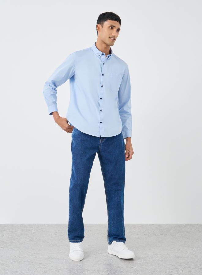 Styli Styli Solid Button Down Regular Fit Poplin Shirt  - Image 2