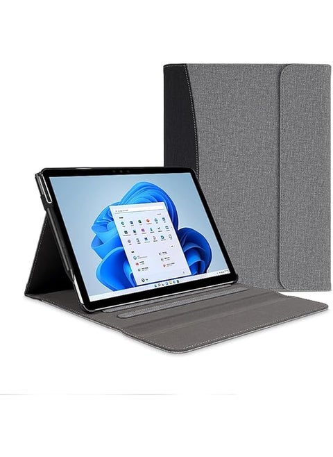 Tablet Case For Microsoft Surface Pro 7 Plus 7 6 5 4 3 12.3 Inch Multiple Angle Viewing Cover With Pocket And Stylus Holder (Grey)