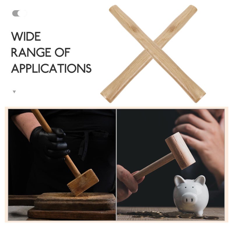 Wooden Hammer Handle Replacement Set of 2 Ergonomic Oval Hole Design 500g - Image 4