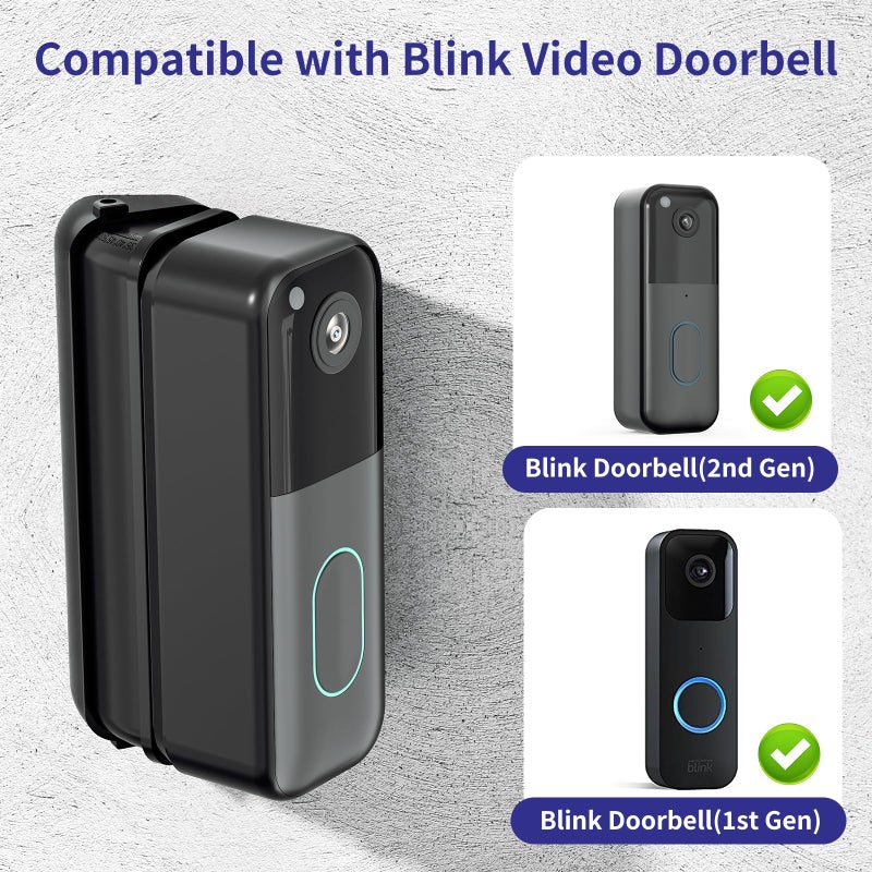 Pefecon Blink Doorbell Mount, 30â€“55 Degrees Angle Mount for All-New Blink Video Doorbell, Adjustable Door Bell Kits, Left/Right Universal Installation, Corner Holder with Wide Viewing Angle (Black) - Image 2