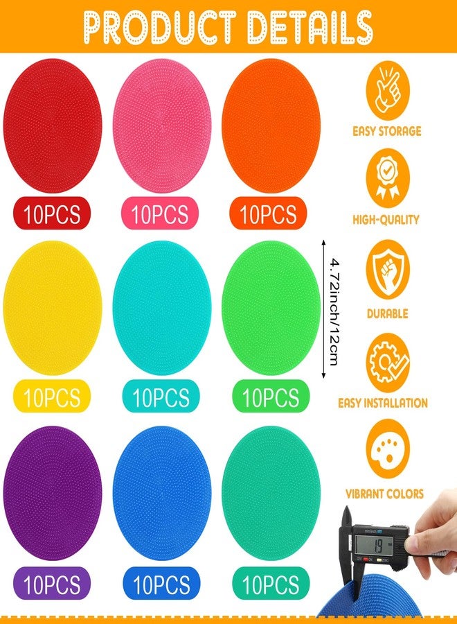 Tinideya 90 Pcs Poly Spot Markers 4.72 Inch Vinyl Poly Dots Non Slip Spot Marker for Gym Floor Marker Poly Spots for Gym Floor Soccer Basketball Speed Agility Training Classroom Org - Image 2