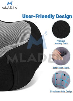MLADEN Memory Foam Neck Pillow and Head Support Soft Pillow with Side Storage Bags Travel Pillow for Sleep Rest Airplane Car Family and Travel Use(With Earplugs + Eye Mask)  - Image 4