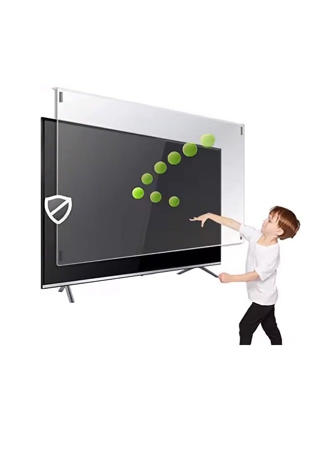 56 inch Clear Acrylic HD 4K TV Screen Protector, Anti-Scratch, Anti-Blue Light with Removable Panel Filter and Anti-Glare  - Image 1