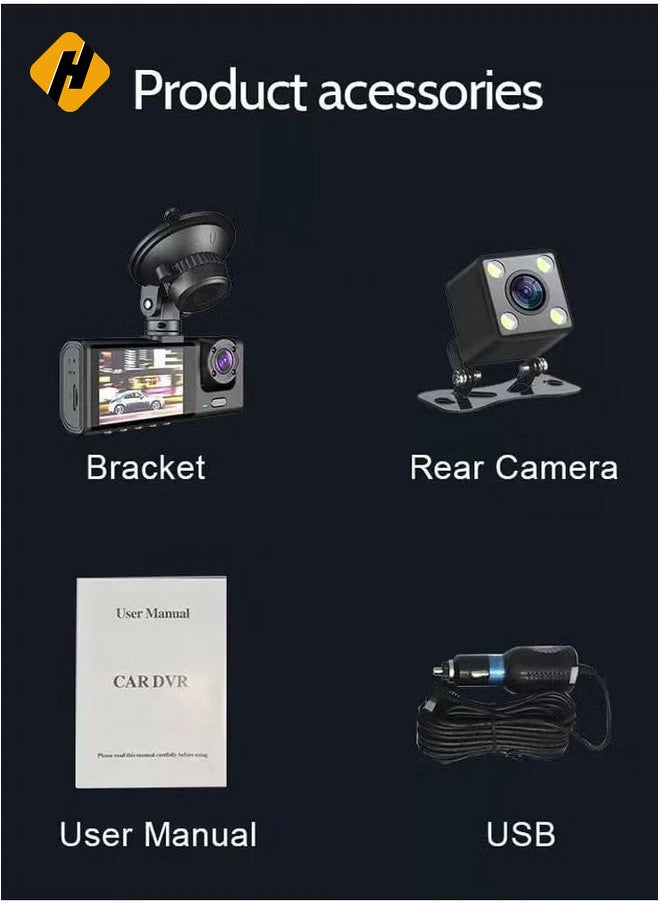 HuHa 4-Channel Car Dash Camera: 130° Wide Angle, 1296x1080P Front, Inside, and Rear Cameras  - Image 4