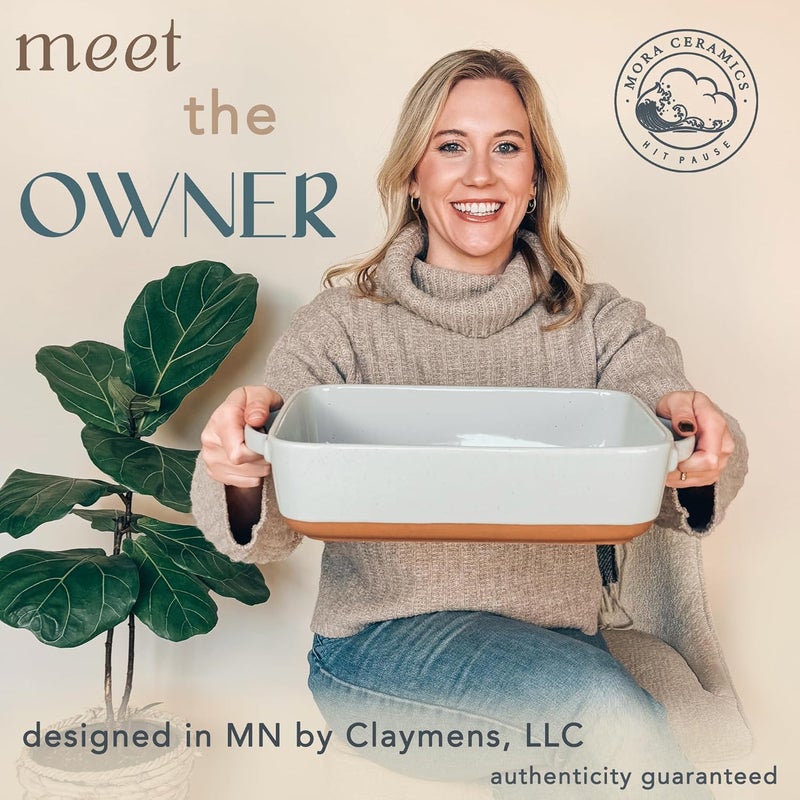 Mora 9x13in Deep Porcelain Baking Dish Oven to Table Freezer Safe - Image 3