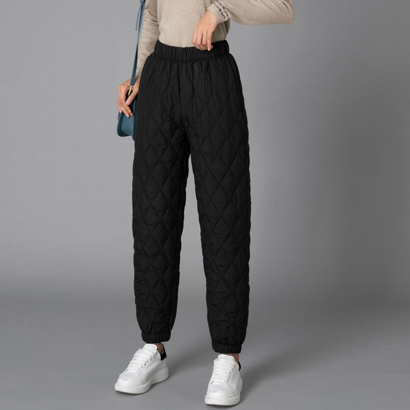 Wide-leg Cotton Pants Womens Thickened Warm Pants plus size Middle-aged and Elderly Casual Straight Pants High Waist Down Cotton Pants black toe  - Image 1