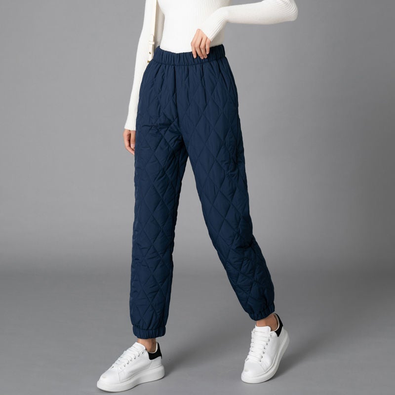 Wide-leg Cotton Pants Womens Thickened Warm Pants plus size Middle-aged and Elderly Casual Straight Pants High Waist Down Cotton Pants black toe  - Image 2