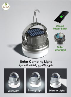 YooA Solar Multifunctional Rechargeable Camping Lights, Waterproof LED Tent Lights with USB Cable, Three Modes Hanging Camping Lantern, Use as Power Bank, Hanging Lamp for Hiking Emergency Camping Household Car Repairing  - Image 1