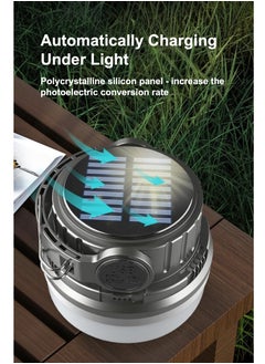 YooA Solar Multifunctional Rechargeable Camping Lights, Waterproof LED Tent Lights with USB Cable, Three Modes Hanging Camping Lantern, Use as Power Bank, Hanging Lamp for Hiking Emergency Camping Household Car Repairing  - Image 3