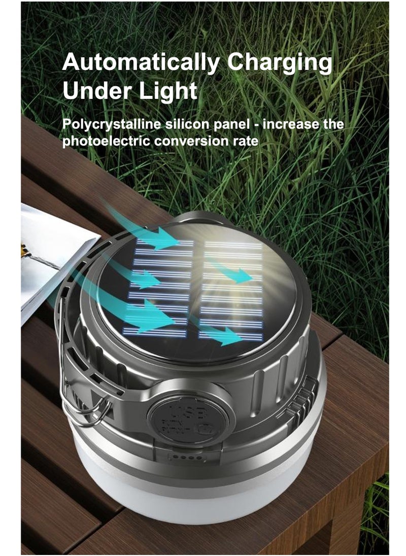 YooA Solar Multifunctional Rechargeable Camping Lights, Waterproof LED Tent Lights with USB Cable, Three Modes Hanging Camping Lantern, Use as Power Bank, Hanging Lamp for Hiking Emergency Camping Household Car Repairing  - Image 3