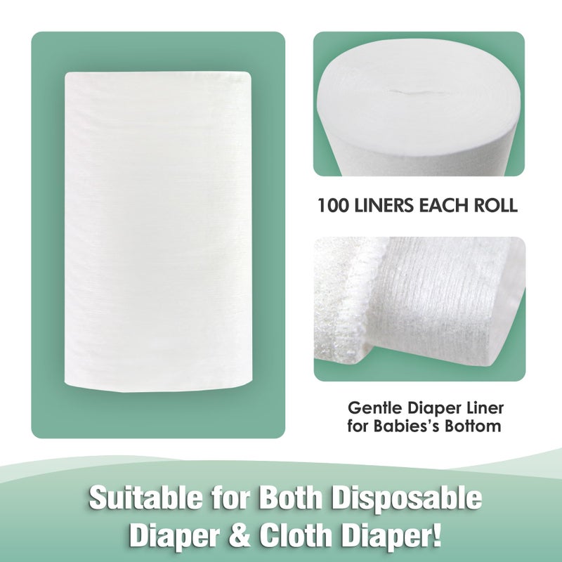 wegreeco Unscented Diaper Liners - Fragance Free and Chlorine Free Cloth Diaper Liners - 100 Sheets Per Roll (2 Roll) - Image 2