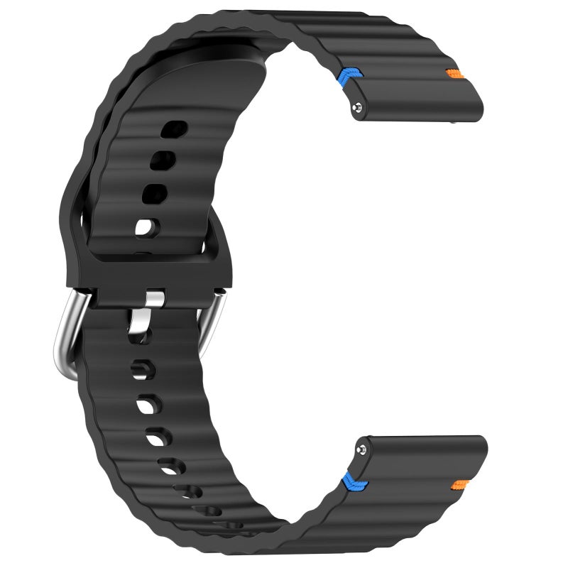 erorex For Redmi Watch 5 Active / Watch 5 Lite Wavy Grain Stitched 22Mm Silicone Watch Band(Black) - Image 4