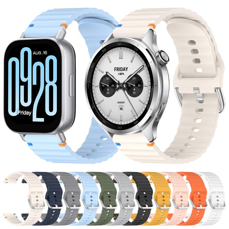 erorex For Redmi Watch 5 Active / Watch 5 Lite Wavy Grain Stitched 22Mm Silicone Watch Band(Black) - Image 5