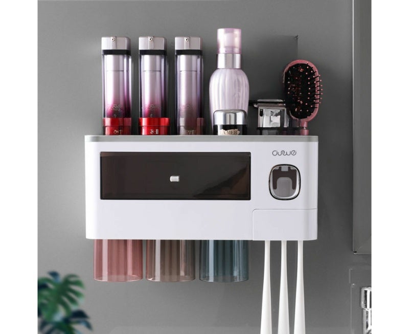 Toothbrush Holder: Wall Mounted 10 Lbs Capacity Automatic Toothpaste Dispenser - Magnetic Inverted Hygienic Cups Bathroom Organizer for Dorms Rental Apartments - Image 5