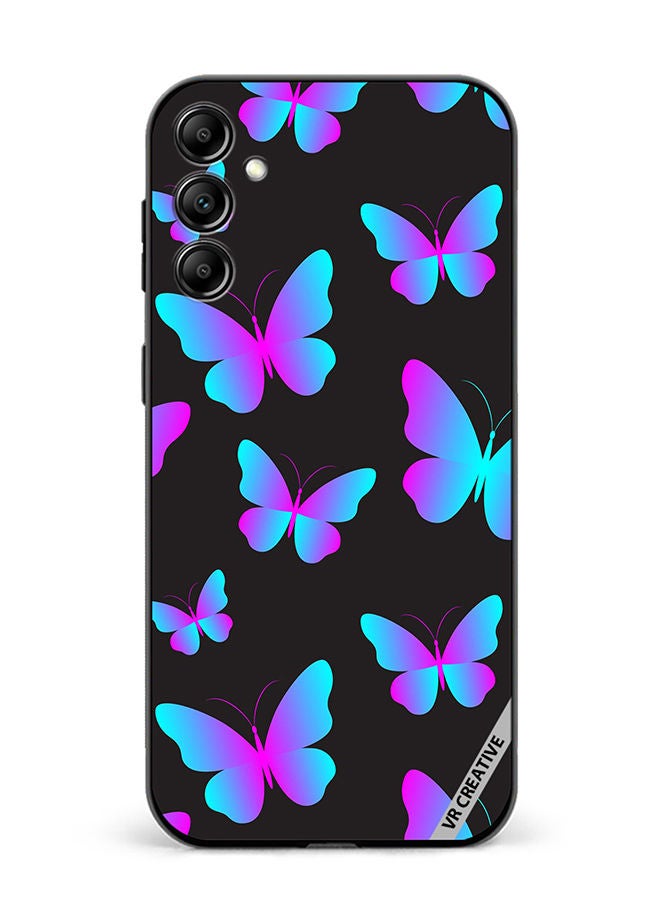 VR CREATIVE Protective Case Cover For Samsung Galaxy M14 Neon Butterflies Seamless Pattern Design Multicolour - Image 1