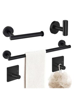 Generic 5Pcs Bathroom Accessories Durable Stainless Steel Bathroom Wall Hooks Rust-Proof Self-Adhesive Hook Towel Bar + Toilet Paper Holder + Towel Hooks Versatile Towel Racks for Bathrobes Bath Towels Clothing Shower Baskets  - Image 1