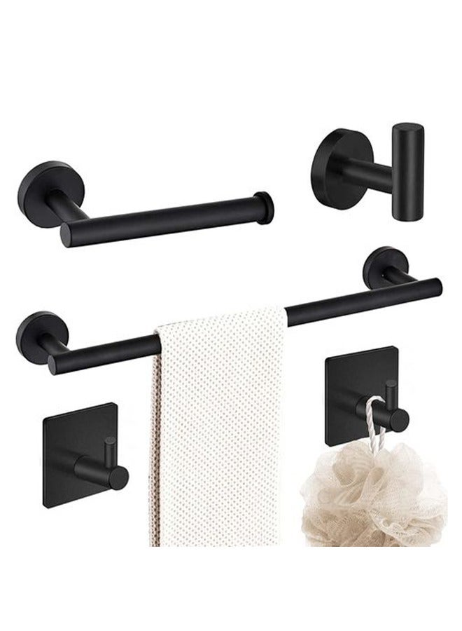 Generic 5Pcs Bathroom Accessories Durable Stainless Steel Bathroom Wall Hooks Rust-Proof Self-Adhesive Hook Towel Bar + Toilet Paper Holder + Towel Hooks Versatile Towel Racks for Bathrobes Bath Towels Clothing Shower Baskets  - Image 1