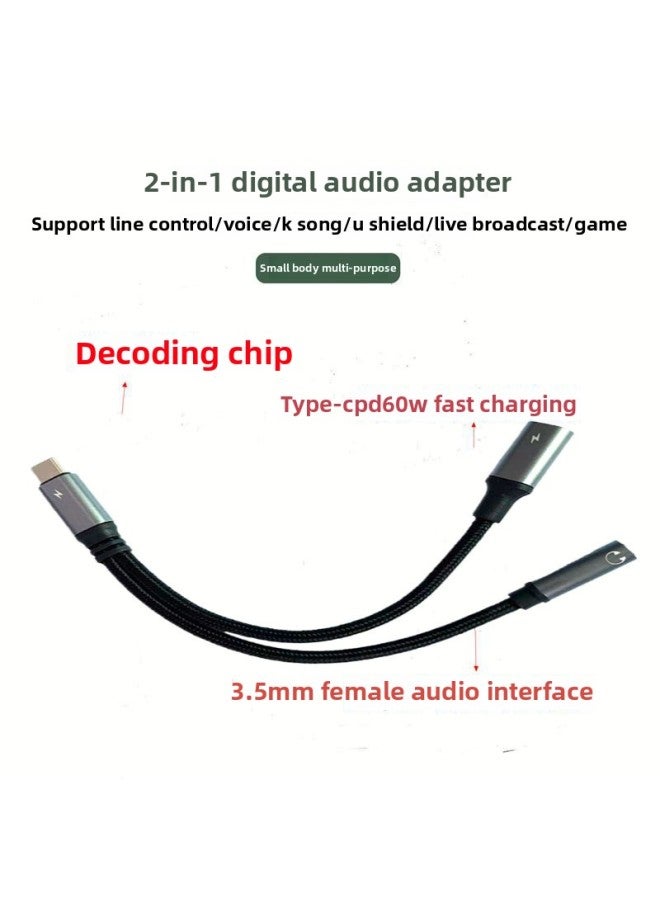 Hot Type-c Digital Audio Adapter Headset Adapter Smart Phone PD60W Fast Charging Cable-Color:PD27W - Image 4