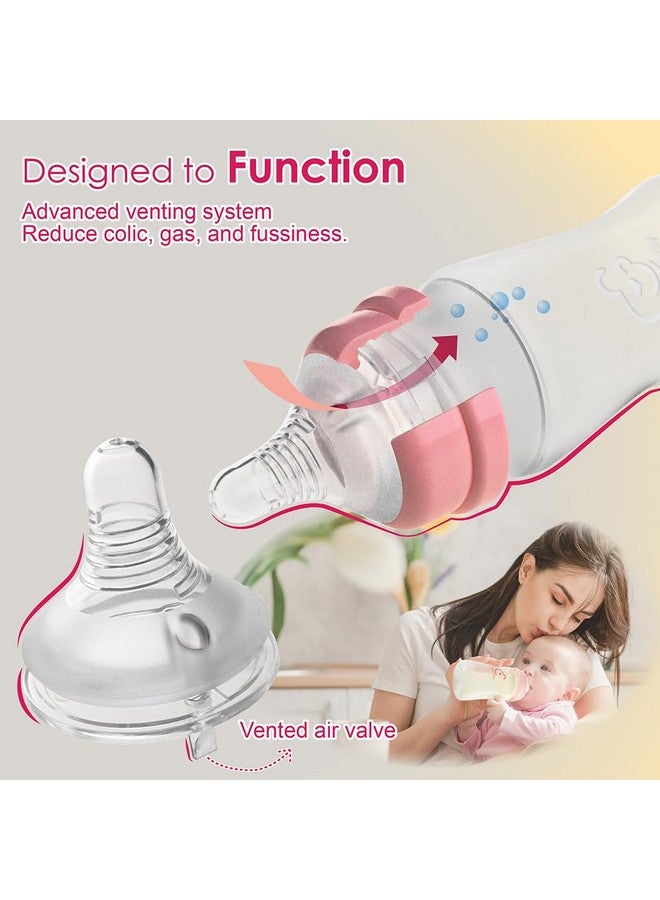نينس سابلاي زجاجات رضاعة Nenesupply المصنوعة من السيليكون للأطفال حديثي الولادة، زجاجة رضاعة بطيئة التدفق للأطفال الذين يرضعون رضاعة طبيعية، ذات عنق عريض، 8 أونصات، حلمة مضادة للمغص من المستوى 2 للأطفال بعمر شهر فما فوق، استبدال زجاجة Spectra Pumping - Image 4