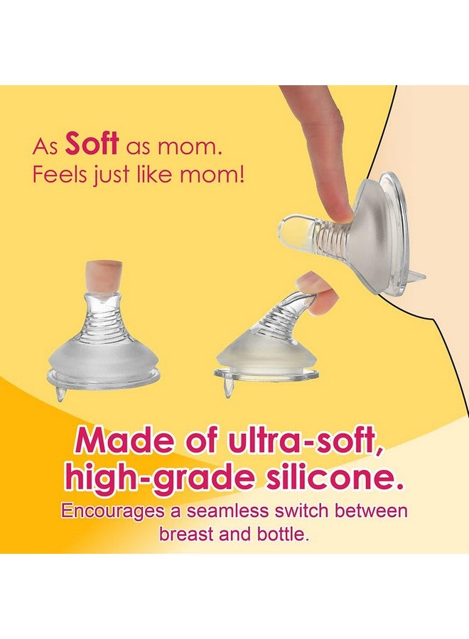 نينس سابلاي زجاجات رضاعة Nenesupply المصنوعة من السيليكون للأطفال حديثي الولادة، زجاجة رضاعة بطيئة التدفق للأطفال الذين يرضعون رضاعة طبيعية، ذات عنق عريض، 8 أونصات، حلمة مضادة للمغص من المستوى 2 للأطفال بعمر شهر فما فوق، استبدال زجاجة Spectra Pumping - Image 3