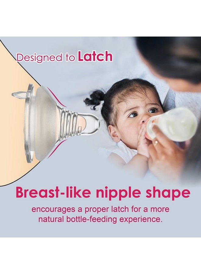 نينس سابلاي زجاجات رضاعة Nenesupply المصنوعة من السيليكون للأطفال حديثي الولادة، زجاجة رضاعة بطيئة التدفق للأطفال الذين يرضعون رضاعة طبيعية، ذات عنق عريض، 8 أونصات، حلمة مضادة للمغص من المستوى 2 للأطفال بعمر شهر فما فوق، استبدال زجاجة Spectra Pumping - Image 2
