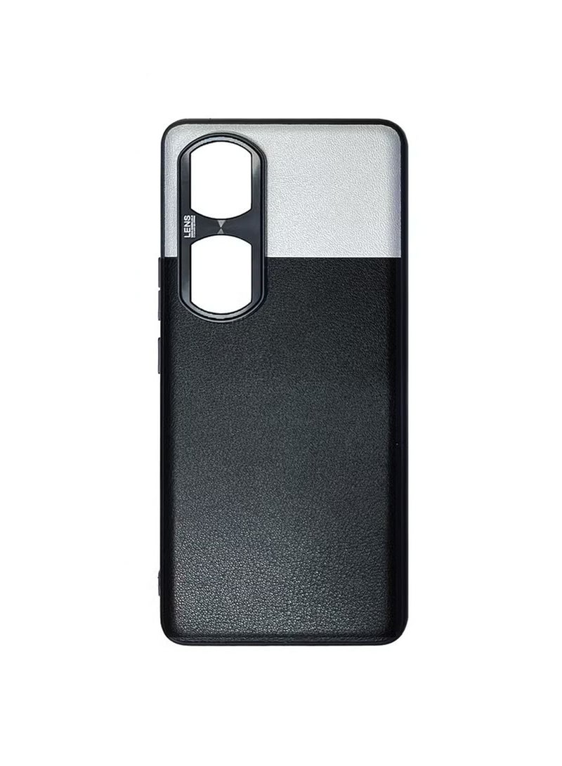 Honor 90 Pro Case Cover with TPU Leather Camera Metal Len Protector 3 in 1 Anti-Scratch Anti-drop Anti-fingerprint slim light Protective Shockproof Back Cover For Honor 90 Pro Mobile Phone Accessory