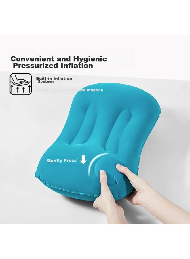 Sometimes Travel Pillow, Portable, Push-to Automatic Inflatable Pillow, Airplane Lumbar Support, Waist Cushion, Backrest, Lumbar Pad, Pea Blue - Image 4