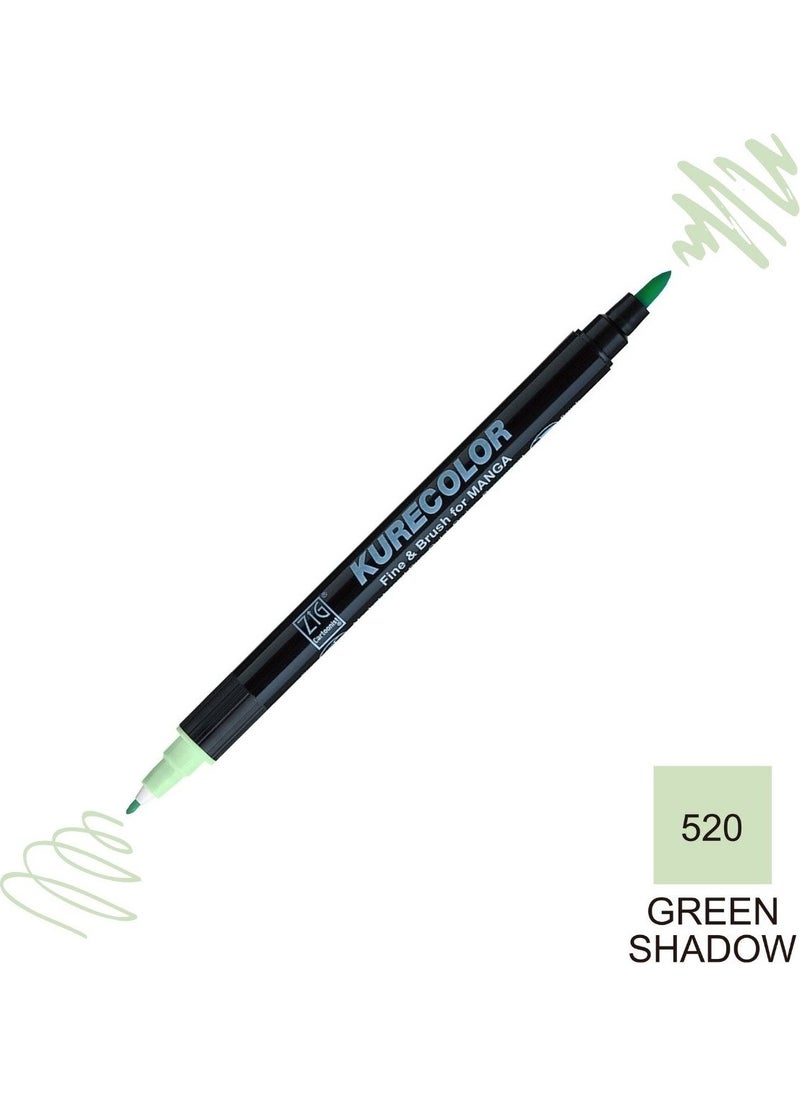 Zig Kurecolor Mangaka Fine&brush Double-Sided Pen CNKC-2200 No 520 Green Shadow  - Image 1
