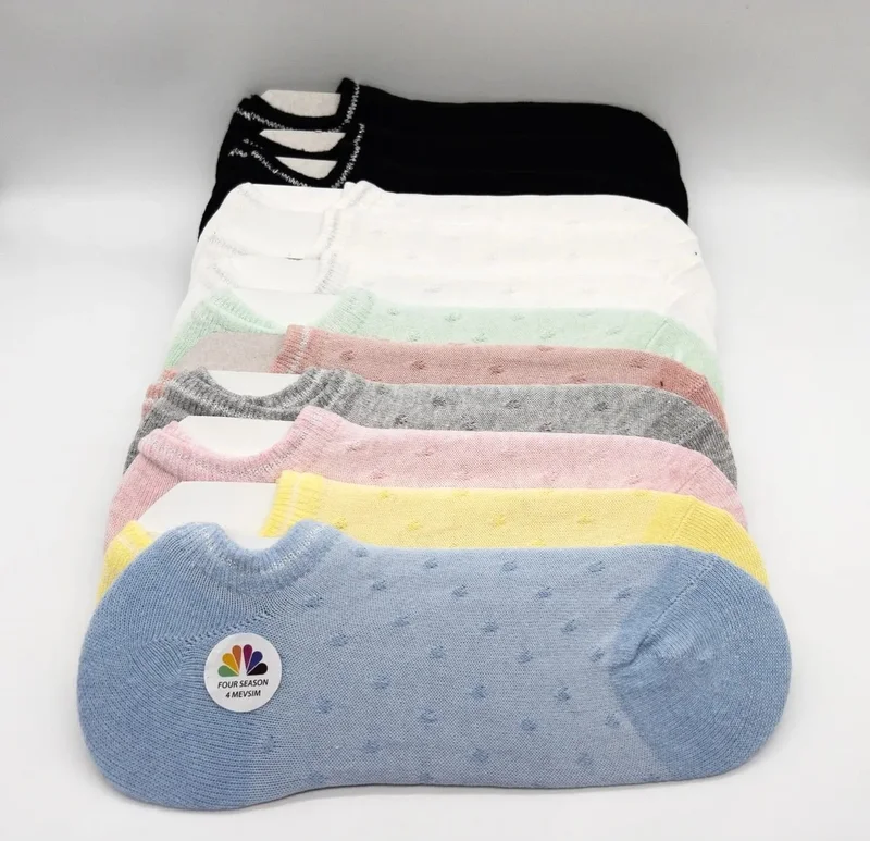 Ciho Socks Women 12 Pairs Cotton Rice Knit Colorful Invisible Sneaker Socks