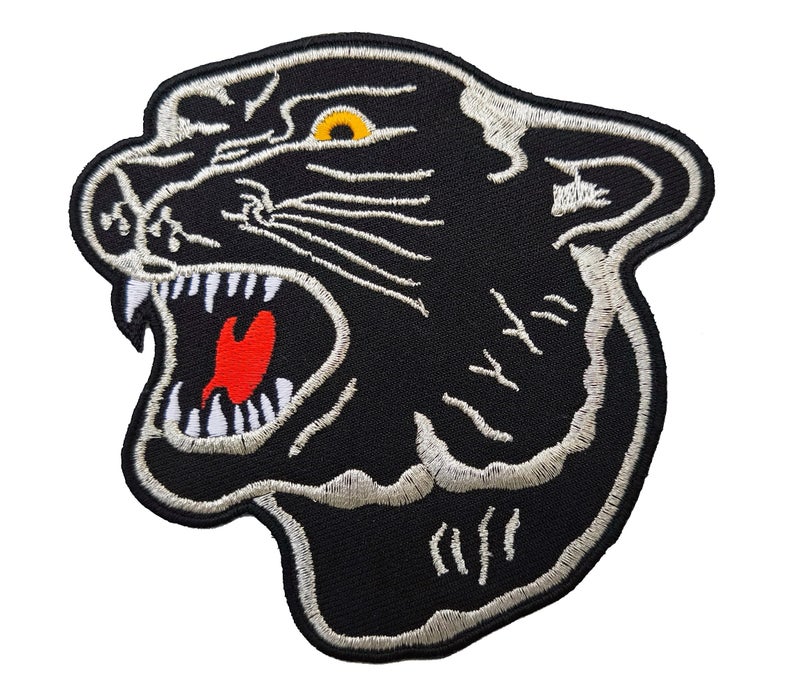 Graphic Dust Roaring Black Panther Embroidered Iron on Patch Backpack Jacket Tiger Black Tiger Biker Motorcycle
