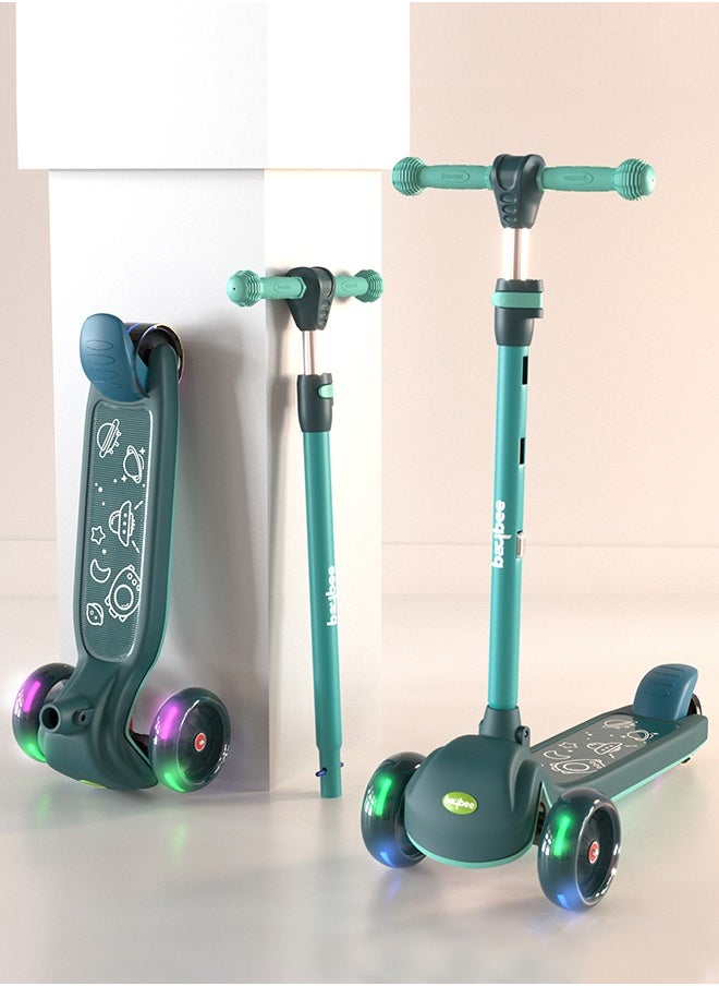 BAYBEE Baybee Blaze Storm Skate Scooter for Kids 3 Wheel Kids Scooter with 4 Height Adjustable Handle Baby Scooter with LED PU Wheels Smart Kick Scooter for Baby Scooter for Kids 3 to 8 Years Boy Girl Green  - Image 1