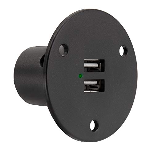 RecPro RV USB Charging Port | Dual Charger Socket | Black Recessed Mount | RV | Camper | Trailer - Image 1