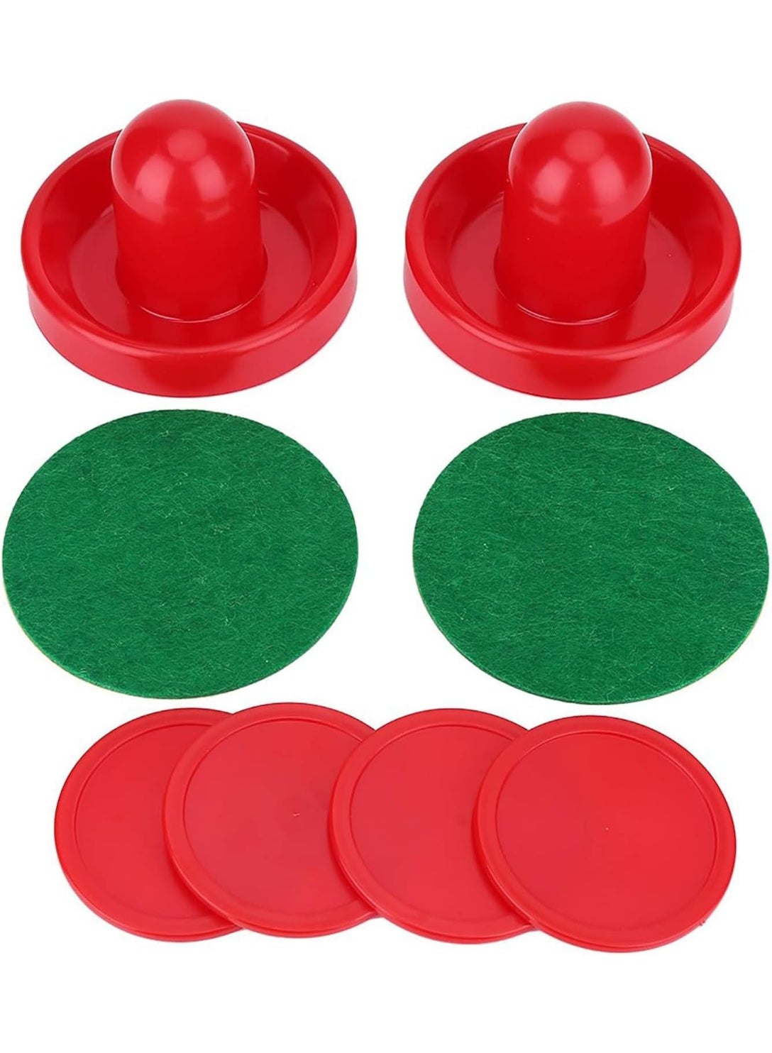 Mini Air Hockey Game Accessory Set, 2 Red Pushers and 4 Pucks - Sombrero Style for Gaming Tabletop for Kids & Adults ﻿