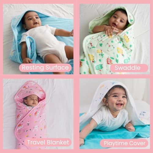TIDY SLEEP Newborn Hooded Baby Blanket | Soft Cotton Receiving Wrap for 0–3 Months | Hospital Swaddle for Boys & Girls (Pink Duck) - Image 2